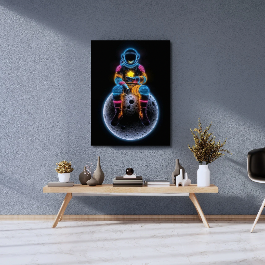 Kanvas Tablo Dijital Baskı Astronot Tablosu Salon Duvar Tablosu