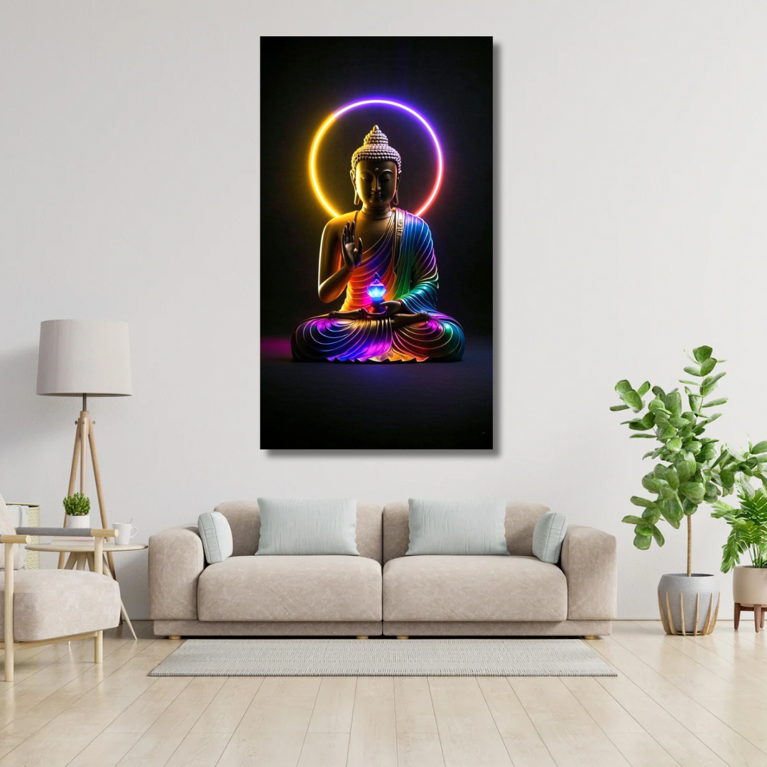 Kanvas Tablo Dijital Bask Renkli Buddha Tablo Salon Duvar Tablosu