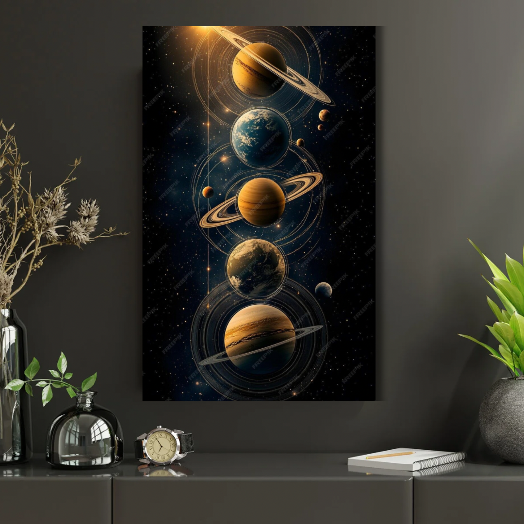 Kanvas Tablo Dijital Baskı Astroloji Gezegenler Tablosu Salon Duvar Tablosu