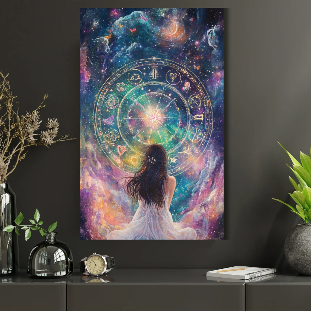 Kanvas Tablo Dijital Baskı Astroloji Zodyak Burç Tablosu Salon Duvar Tablosu