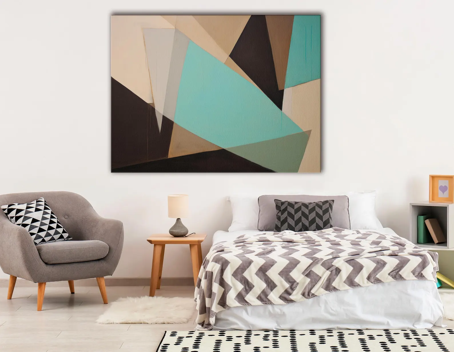 Kanvas Tablo Dijital Baskı Geometrik Şekiller Soyut Tablo Salon Duvar Tablosu