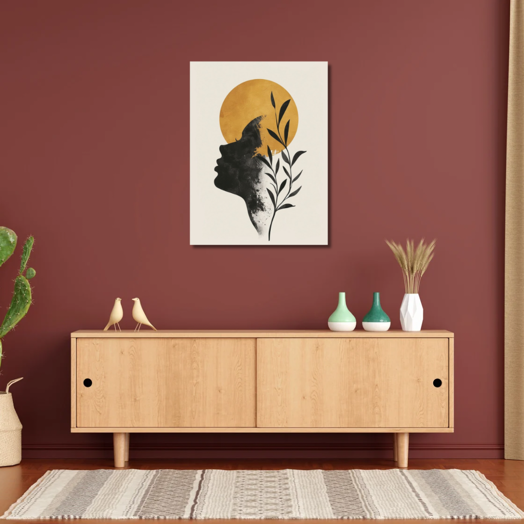 Kanvas Tablo Dijital Baskı Boho Tarzı Kadın Figürü Tablosu Salon Duvar Tablosu