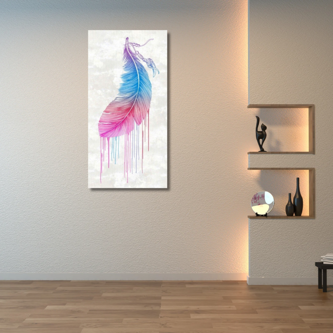 Kanvas Tablo Dijital Bask Kuş Tüyü Tablo Salon Duvar Tablosu