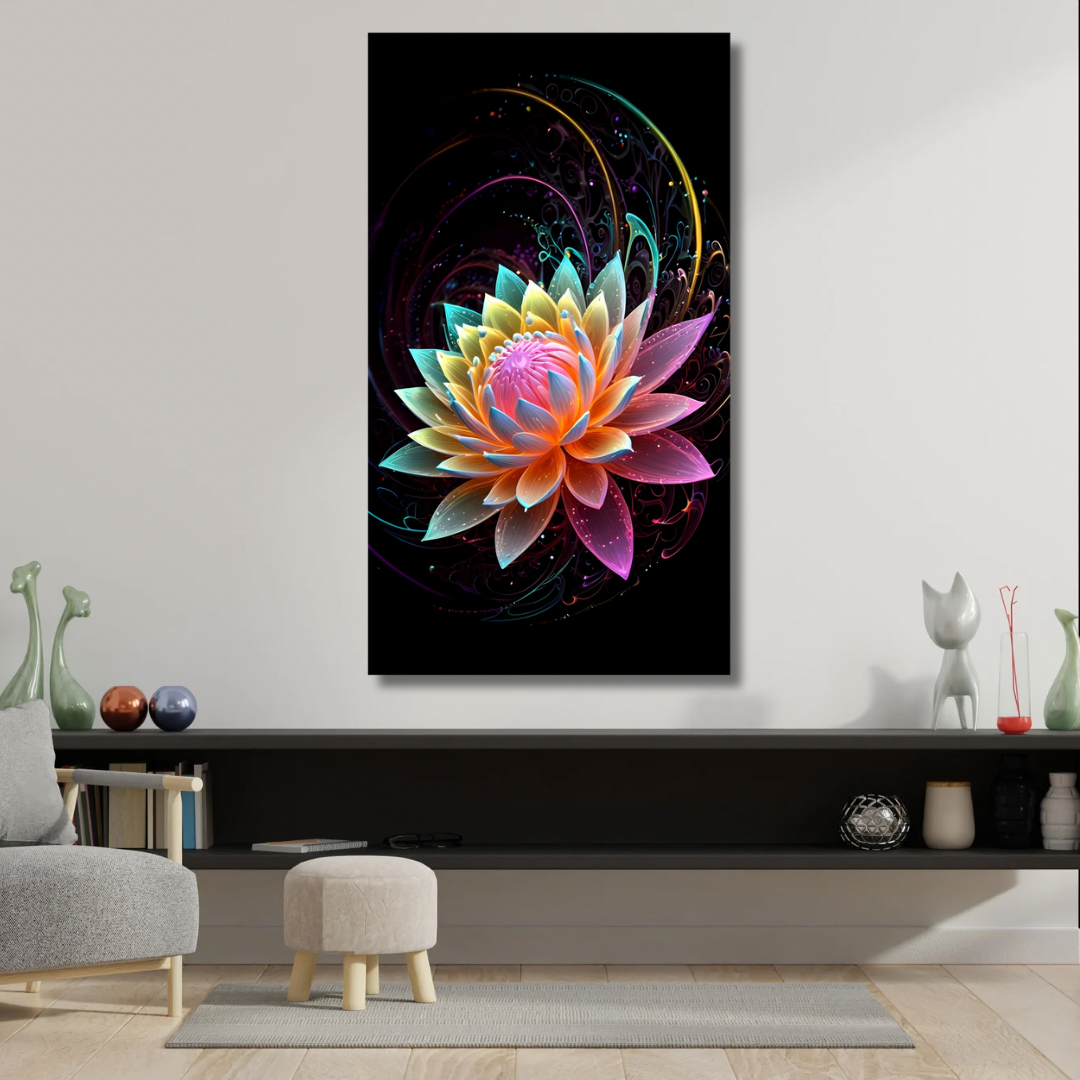 Kanvas Tablo Dijital Bask Mandala Çiçek Salon Duvar Tablosu