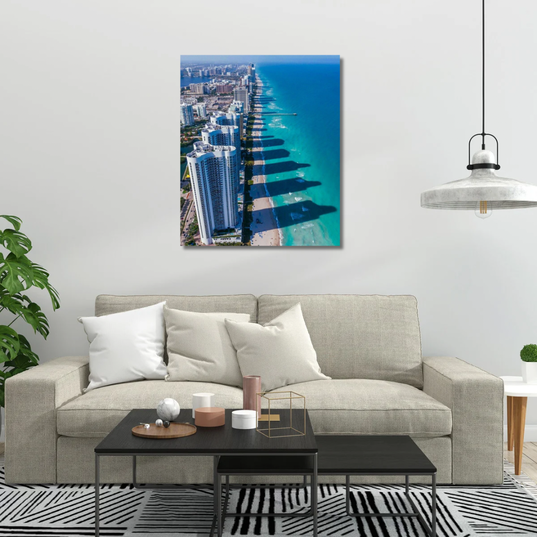 Kanvas Tablo Dijital Baskı Miami Sahili Manzara Tablosu Salon Duvar Tablosu